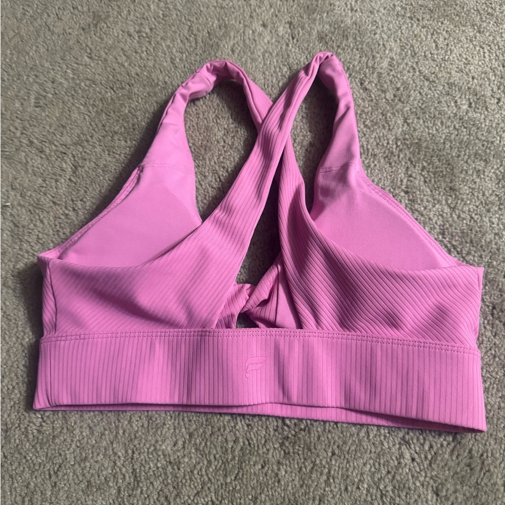 Fabletics Pink Ribbed Sports Bra - Picture 2 of 2